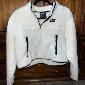 White crop quarter zip